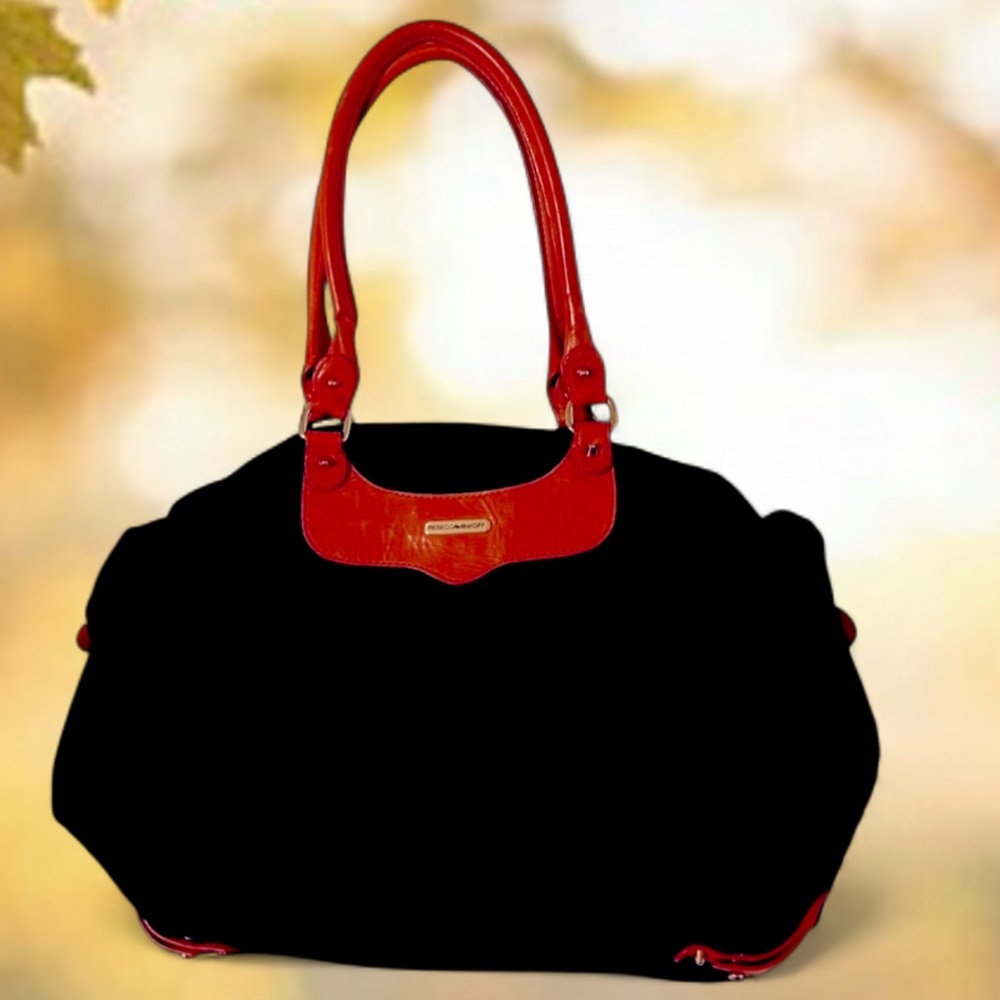 NWOT REBECCA MINKOF Elegant Black and Tan Tote Shoulder Bag